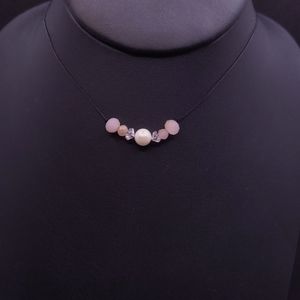Handmade authentic pearl & glass bead choker